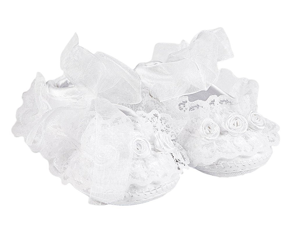 Glamulice Flower Baby Girl Party Dress White Christening Baptism Dresses Lace Princess Bow Formal Gown 12-15 Newborn First Birth