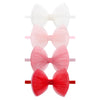 ONENINEDREAM 4 Pcs 4.5 Organza Lace Bow for Baby Girls White Headbands Pink Mesh Hair Bows Baby Shower Gifts for Newborn Infant 