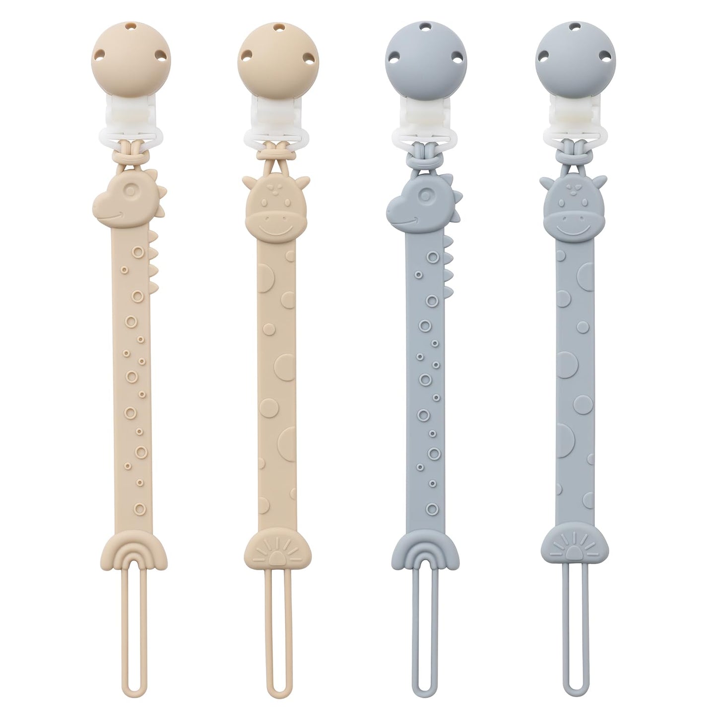 Yiveko Pacifier Clips For Baby One Piece Silicone Pacifier Holder Clips For Boys Girls Paci Binky Clips 4Pcs Pacifier Clip Anima
