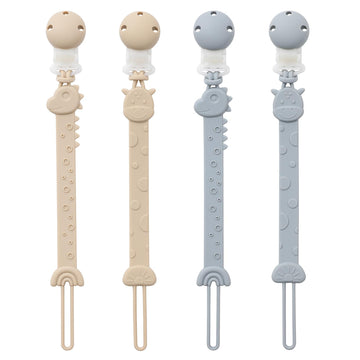 Yiveko Pacifier Clips For Baby One Piece Silicone Pacifier Holder Clips For Boys Girls Paci Binky Clips 4Pcs Pacifier Clip Anima
