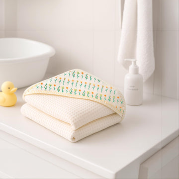 Tidy Sleep Waffle Design Baby Bath Towel - Ultra Soft, Highly Absorbent Flora