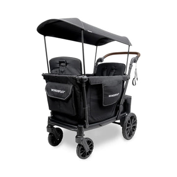 WONDERFOLD L2 Double Stroller Wagon (2 Seater) - Collapsible Wagon Stroller with Seats with 5-Point Harnesses, Side Entrance, an