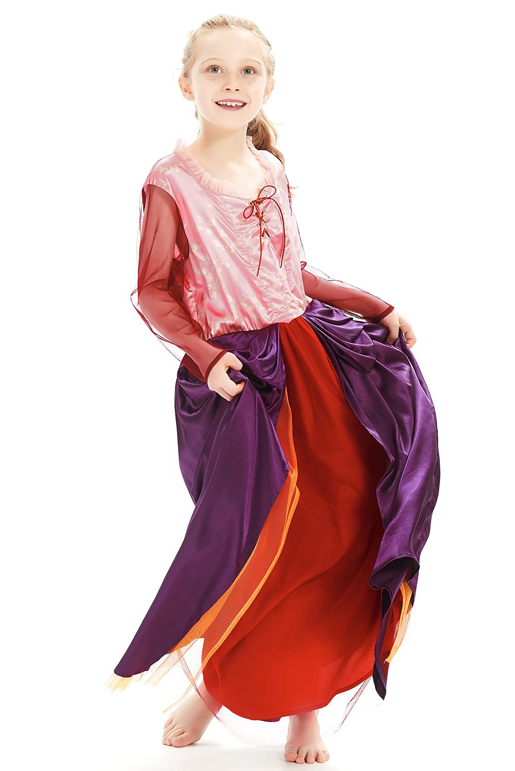 Taeyue Kids Girls Sarah Sanderson Costume Halloween Witch Cosplay Dress Outfit For Child,Medium