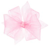 Wee Ones Girls Organza Double Hair Bow on a WeeStay Clip with Satin Knot Center, Medium, Light Pink
