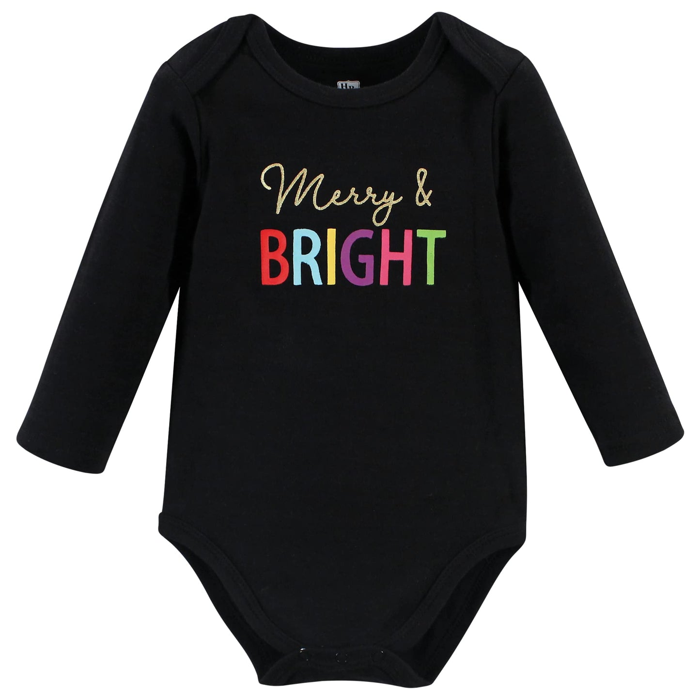 Hudson Baby Unisex Baby Cotton Long-Sleeve Bodysuits, Merry And Bright, 9-12 Months