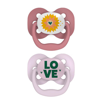 Dr. Brown'S Advantage Baby Pacifier, Fully Symmetrical Soother With Soft Silicone Bulb, 0-6M, Bpa Free, Lavender Love, 2 Pack (S