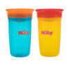 Nuby Wonder Cup with 360 Smart Edge Silicone Rim - (2-Pack) 10 oz - No-Spill Sippy Cup for Toddlers - Yellow/Blue