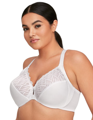 Glamorise Full Figure Plus Size Front-Closure T-Back Wonderwire Bra Underwire 1246 White
