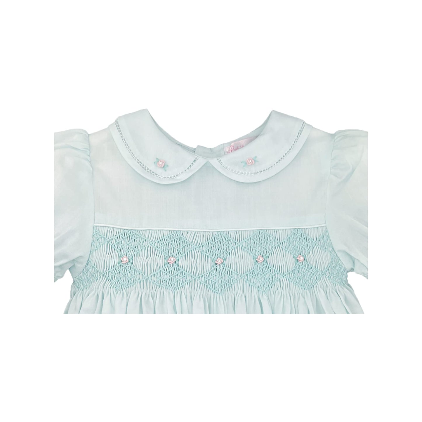 Petit Ami Baby Girls French Bubble With Diamond Smocking, 9 Months, Mint