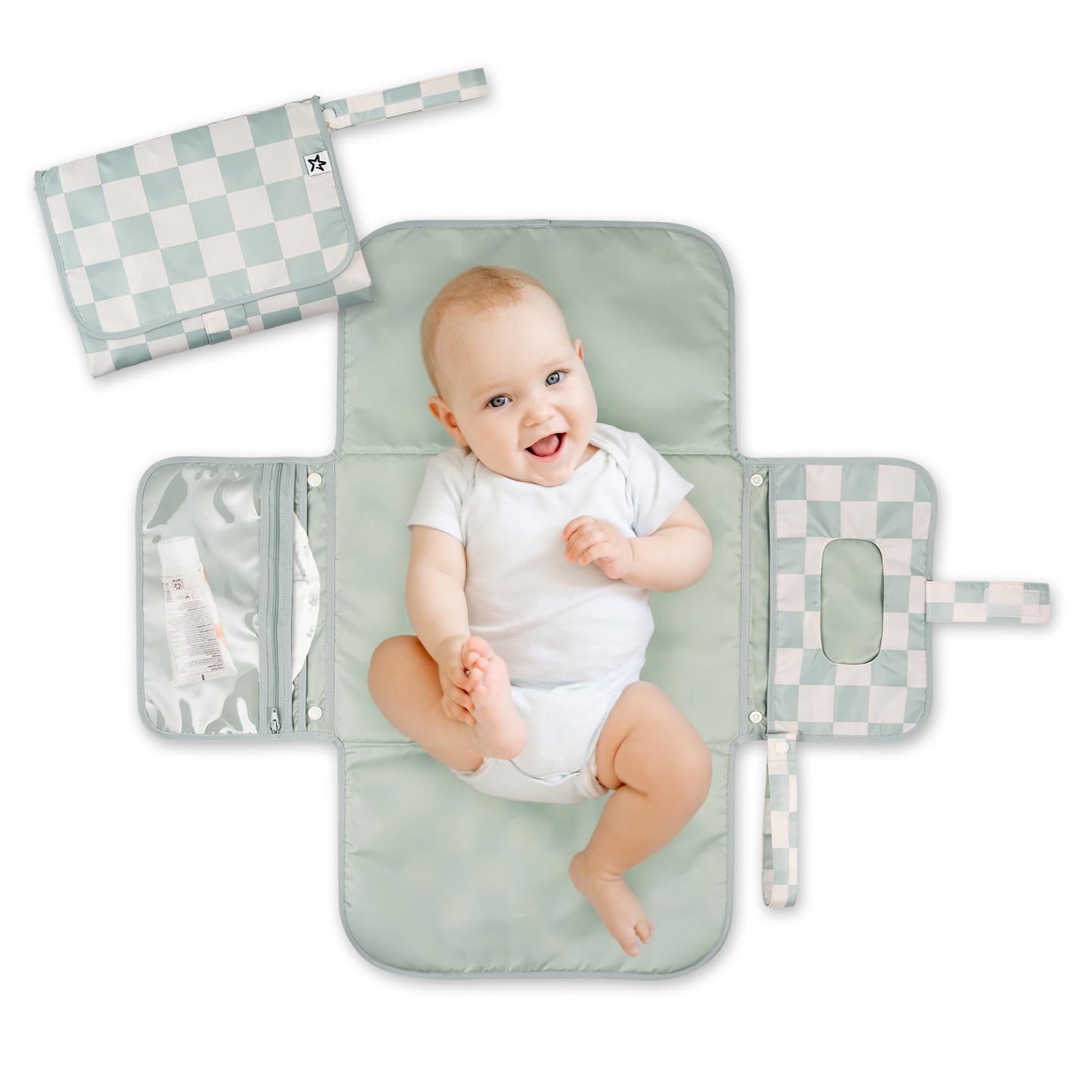 Tiny Twinkle Portable Diaper Changing Pad - Foldable Waterproof Diaper Changing Mat For Travel, Baby Changing Station With Smart