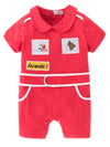 Stylesilove Baby Boy Short Sleeves Chic Car Racer Cotton Romper Halloween Baby Boy Clothes (Red, 80/6-12 Months)