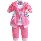 Yao 6M-4Y 3Pcs Baby Girl Casual Hoodie Jacket Cotton T-Shirt Pants Sweater (Hot Pink,2-3Y)