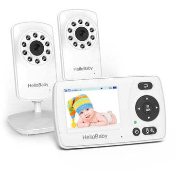 Hellobaby Monitor With 2 Cameras, 2.4'' Portable Travel Screen Baby Monitor No Wifi, 1000Ft Long Range Video Baby Monitor, Night