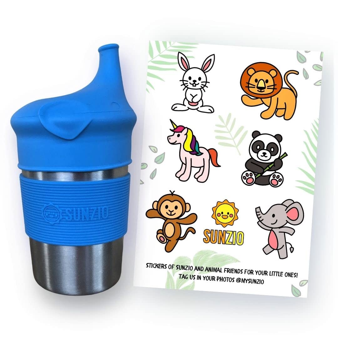 Sunzio Stainless Steel Non-Spill Sippy Cups For Toddlers And Kids With Silicone Lids | 10Oz 4 Pack | Non-Plastic And Break-Proof