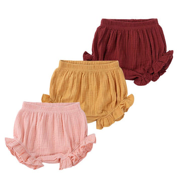 Mygbcpjs 3 Pack Baby Ruffle Bloomers Shorts Toddler Boys Girls Cotton Linen Diaper Cover Infant Comfy Panty