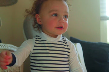 Infant Swimsuit Boy One Piece Rashguard With Hat Upf 50+ Sun Protection ,Blue Stripes,3-6 Months