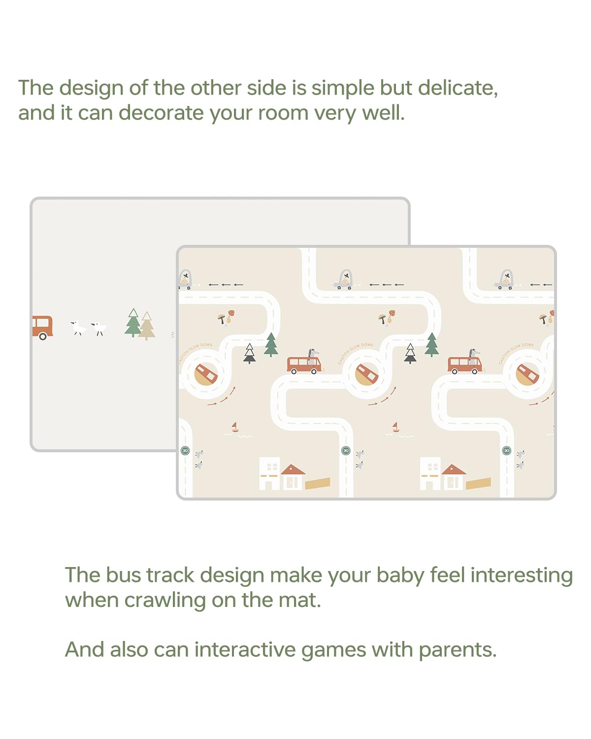 Bg-Babygo Baby Play Mat 50'*78' Foldable Foam Baby Play Mat For Floor Reversible Waterproof Playmats For Babies Boy And Toddle