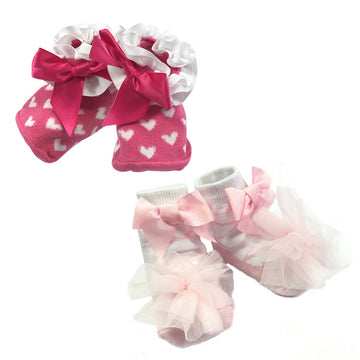 Wrapables Non-Skid Sweetheart Bows And Ruffles Socks (Set Of 2)