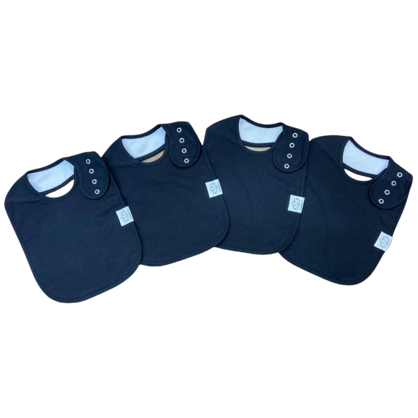 Isabeli Organic Cotton Toddler Drool Bibs 4 Pack, Black