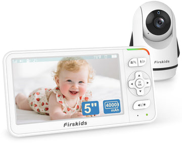 Firskids 5 Baby Monitor with Camera and Audio, No WiFi Travel Baby Monitor, Pan Tilt Zoom Baby Camera Monitor with 2-Way Talk, 3