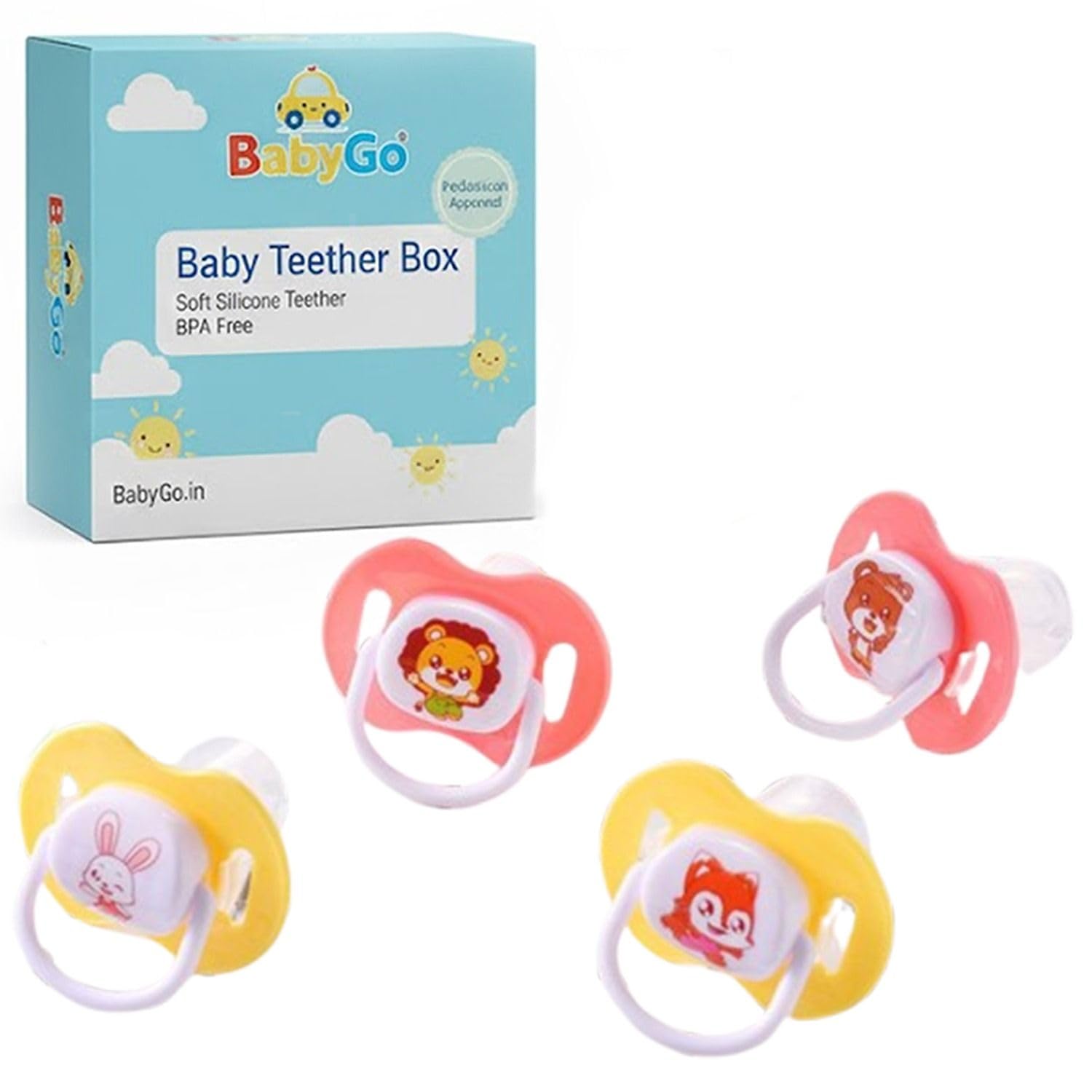 Babygo Baby Silicone Pacifier Teether For Babies | Soft Nipple | Easy To Clean | Bpa Free Pacifier With Airflow Shield | Comfort