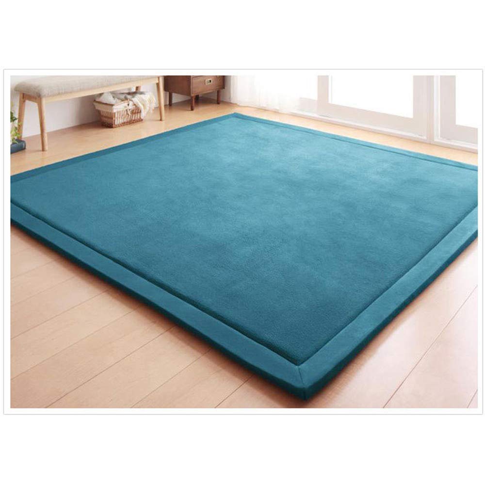 Loartee Nursery Rug Coral Velvet Crawling Rugs Mat Area Rugs Play Crawling Mat(68X98, Blue) For Toddler Children Play Mat Yoga M