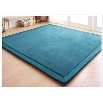 Loartee Nursery Rug Coral Velvet Crawling Rugs Mat Area Rugs Play Crawling Mat(68X98, Blue) For Toddler Children Play Mat Yoga M