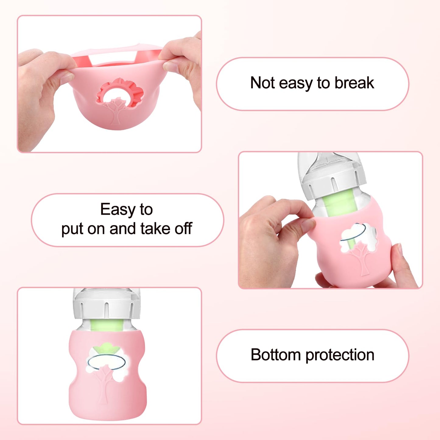 3 Pcs Silicone Bottle Sleeves Compatible With Dr Brown Glass Bottles 5 Oz For Dr Brown'S Wide Neck Bottles, Dishwasher-Safe Bpa