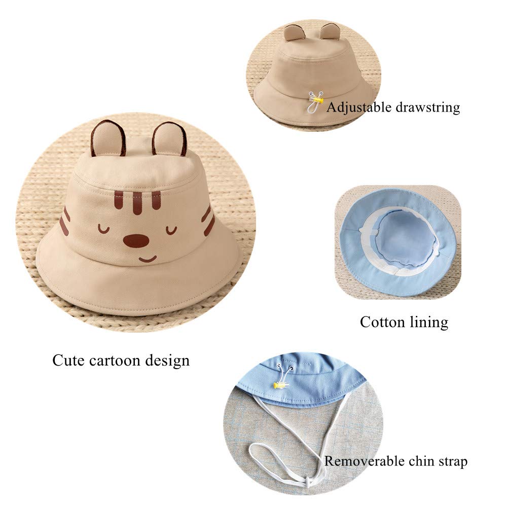 Baby Sun Hat Adjustable,Infant Toddler Summer Outdoors Beach Hat Upf50+,Sun Protection Bucket Hat