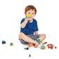 Tender Leaf Toys - Robot Construction - 17 Pieces Wooden Construction Set to Build and Stack 3 Robot in Endless Variations - Dev
