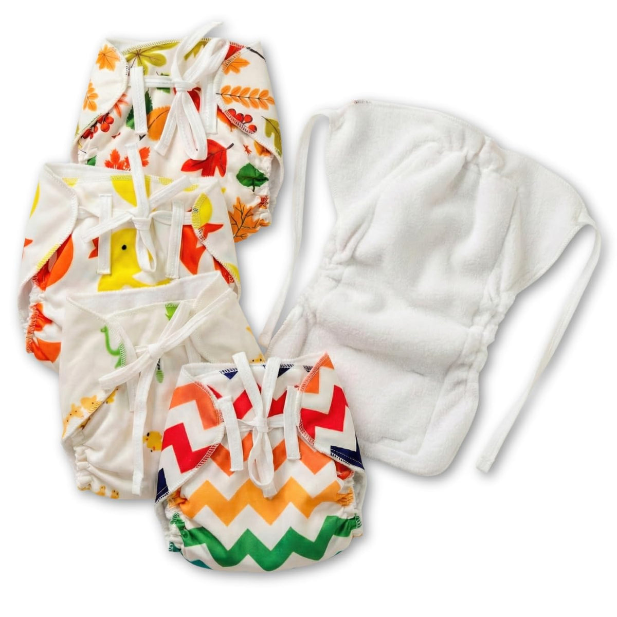 Chamantricks Newborn Langot  Pack Of 4 | Reusable Cotton Baby Nappy With LeakResistant Outer | Adjustable Fit For DiaperFree 