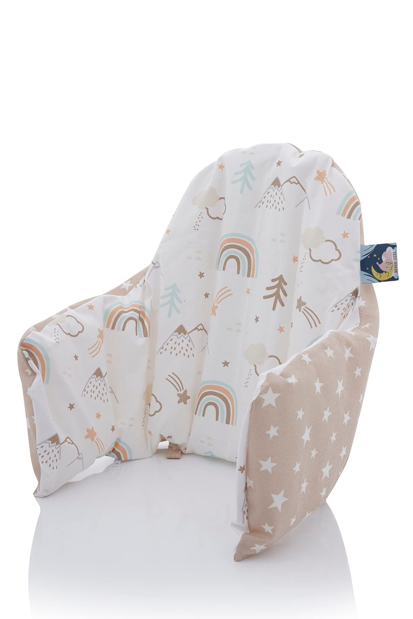 IKEA Antilop High Chair Cover, Cotton Cushion Cover for Babies and Toddlers, Brown Rainbow
