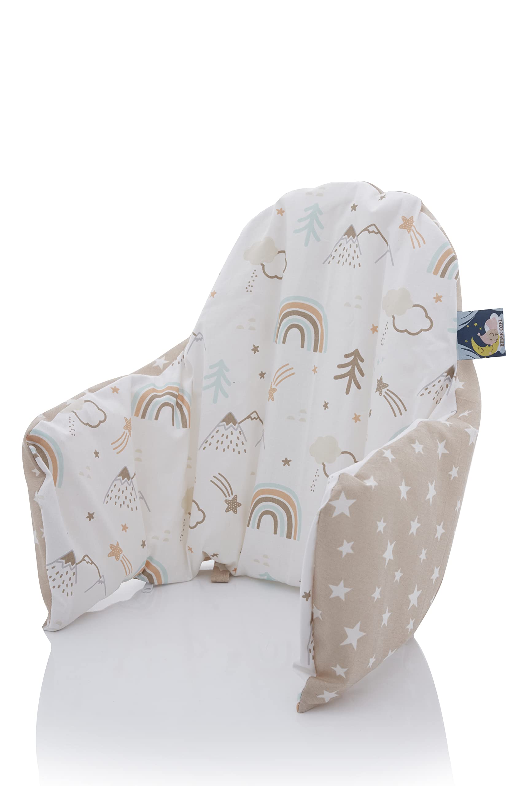 IKEA Antilop High Chair Cover, Cotton Cushion Cover for Babies and Toddlers, Brown Rainbow