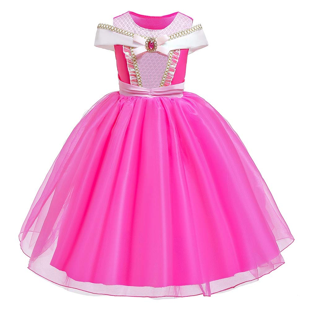 Fmyfwy Girls Aurora Princess Dress Off-Shoulders Sleeping Beauty Fancy Halloween Costume Christmas Birthday Party Gown W/Accesso