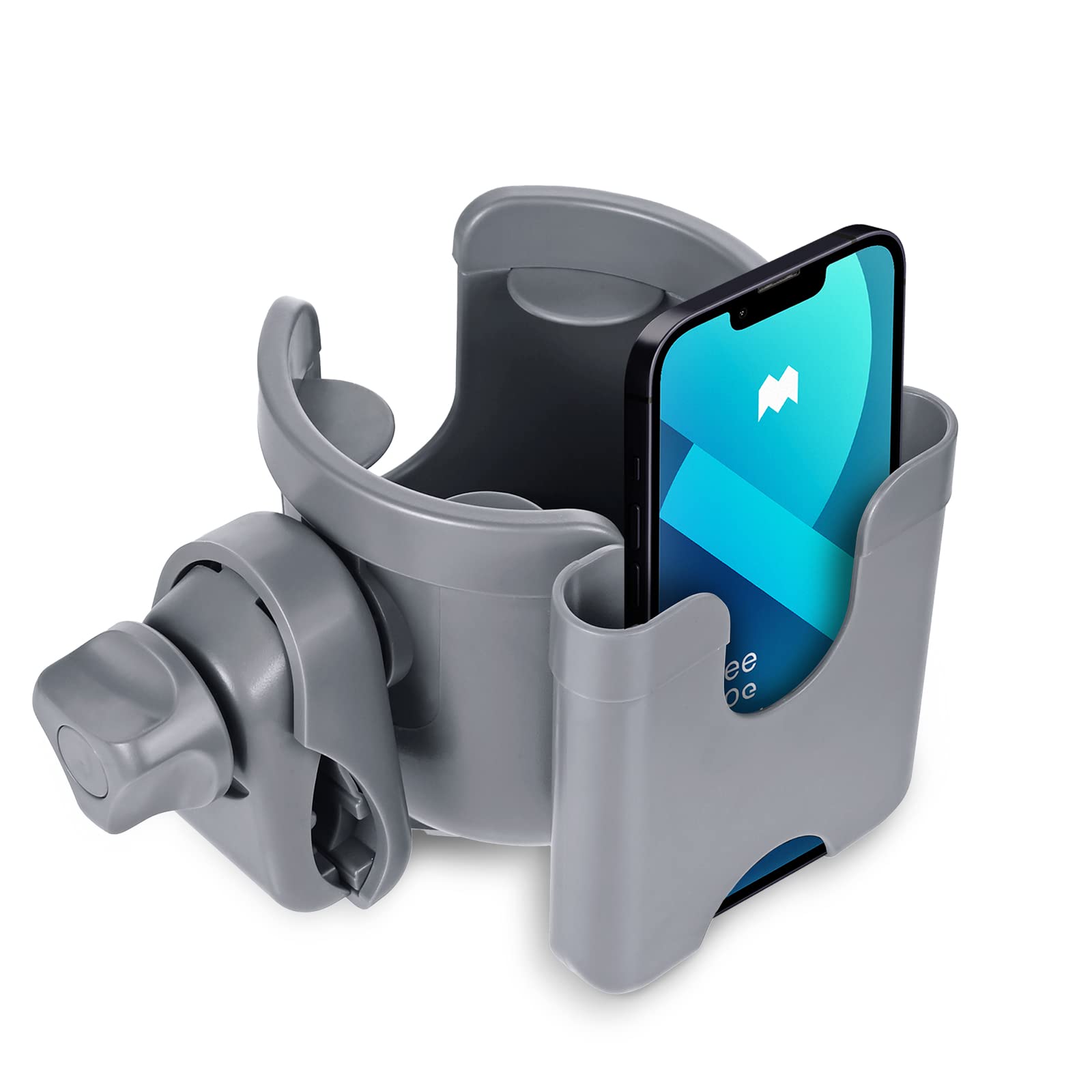 Suranew Stroller Cup Holder With Phone Holder/Organizer, Universal Bike Cup Holder, 2-In-1 Cup Holder For Walker, Bike, Wheelcha
