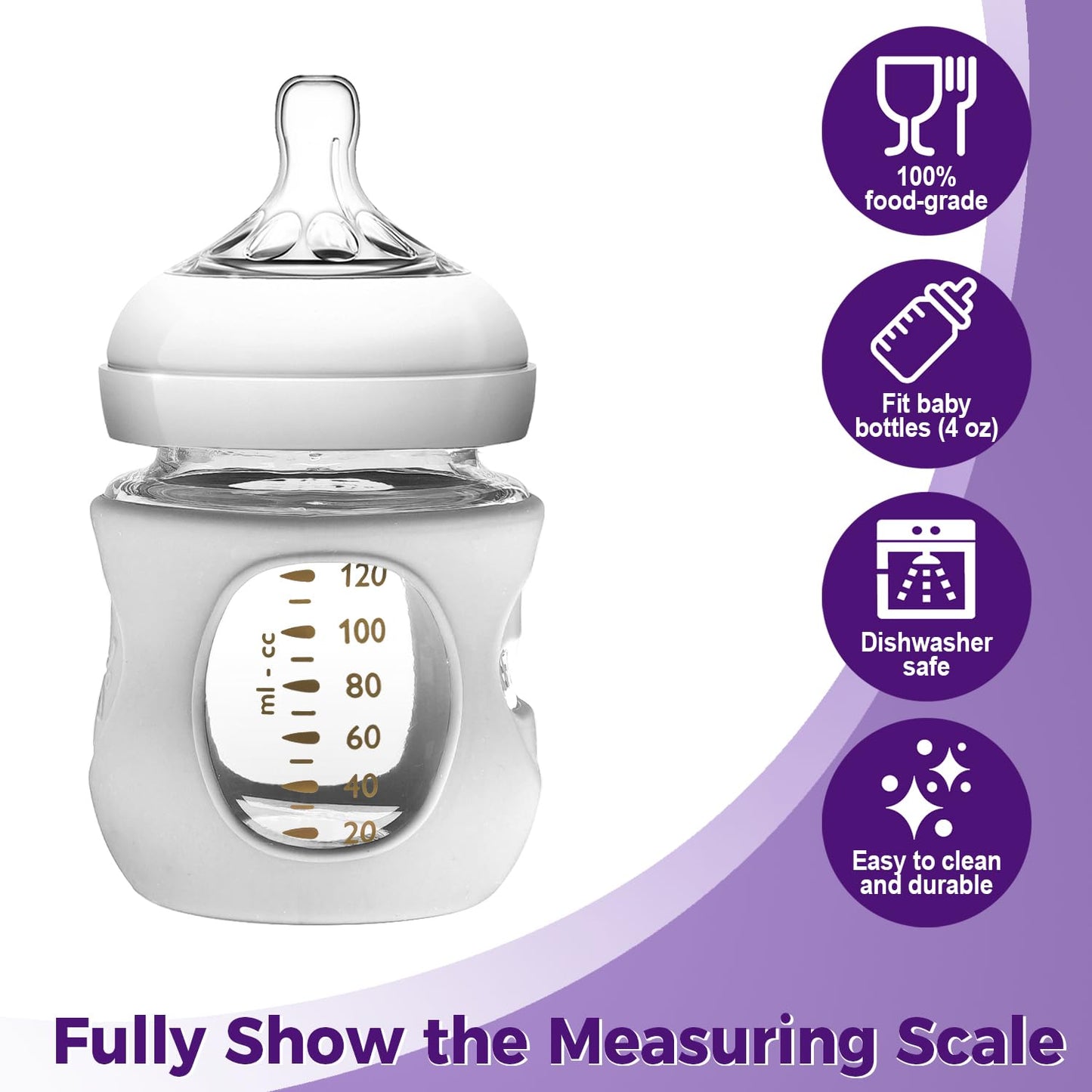 3 Pack Silicone Sleeve For Philips Avent Glass Bottle - Shatter Proof Natural Silicone Bottle Sleeve For Anti Colic Baby Bottles