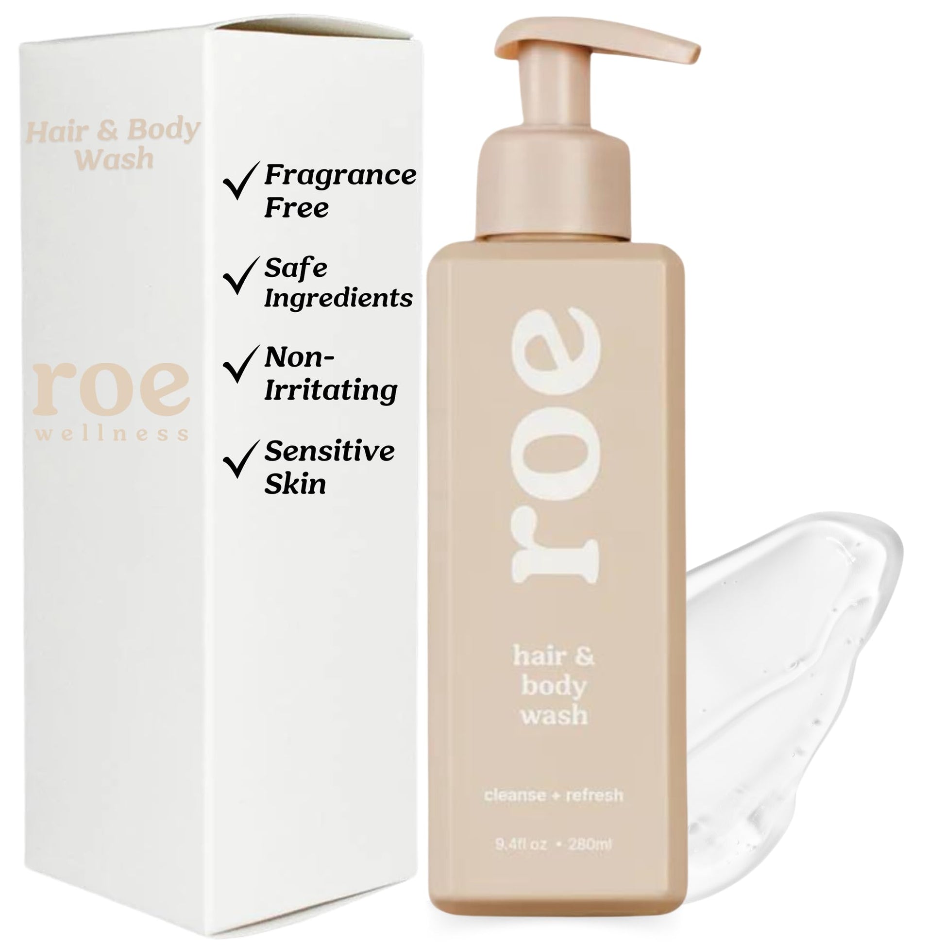Roe Wellness- Toddler & Baby Body Wash & Shampoo Moisturizing Clean Ingredients | Suitable for Sensitive Skin, Fragrance-Free, N