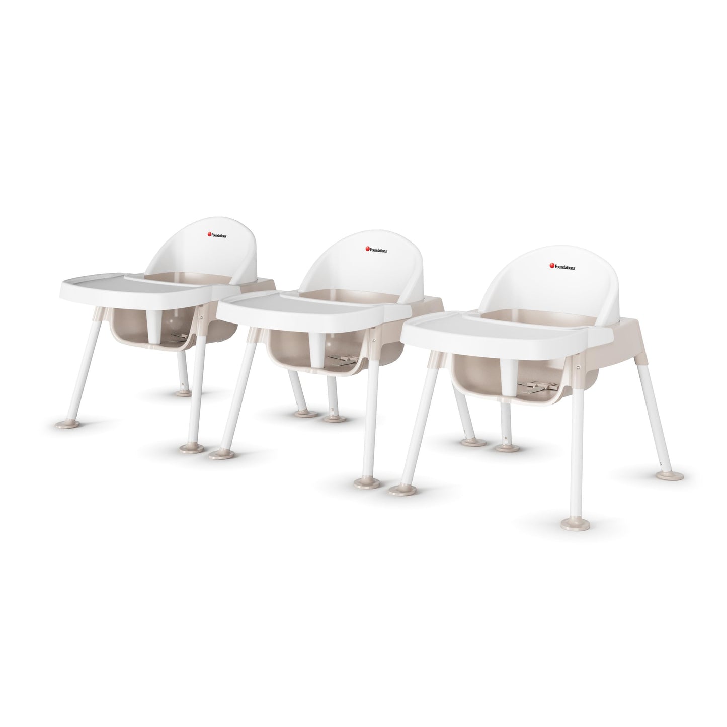 Foundations Secure Sitter Feeding Chairs Multipack, No-Tip Feet, 3-Point Adjustable Harness, Removable Tray, Easy to Clean, Stac