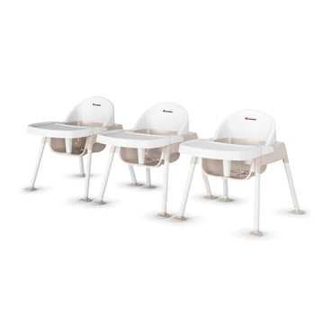 Foundations Secure Sitter Feeding Chairs Multipack, No-Tip Feet, 3-Point Adjustable Harness, Removable Tray, Easy to Clean, Stac