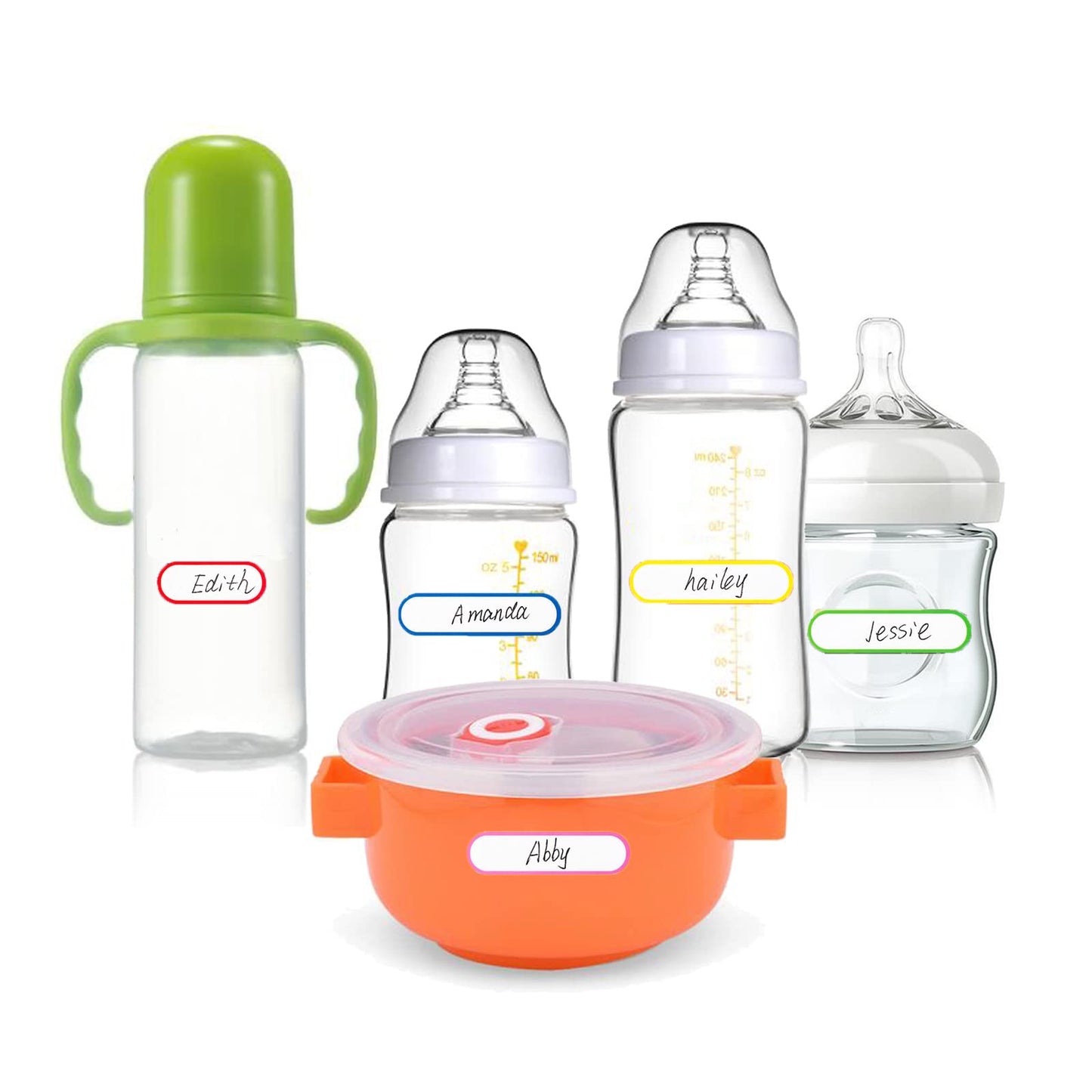 Baby Bottle Labels For Daycare, 128 Pcs Waterproof Name Labels For Kids Stuff School Supplies, Self Laminating, Dishwasher Safe,