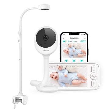 Netvue Peekababy Baby Camera Monitor Video - Baby Monitor With Camera And Audio, 5 ' Display, 2-Way Talk, 4 In 1 Bracket Meets