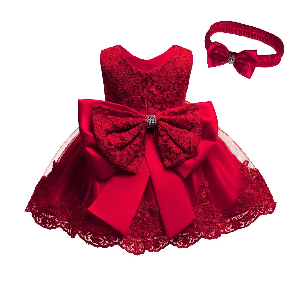 Baby Girls Red Dresses For Girls 6 Months Dresses For Toddlers Sleeveless Party Wedding Red Dresses For Girl Formal Tutu Lace Dr