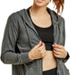 Sofra Womens Thin Cotton Zip Up Hoodie Jacket, Charcoal, Large