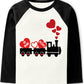 Toddler Boys Valentines Shirts Kids Heart Tops Load Of Love Train T-Shirt Unisex Valentine'S Day Clothes Holiday Raglan Tees Siz