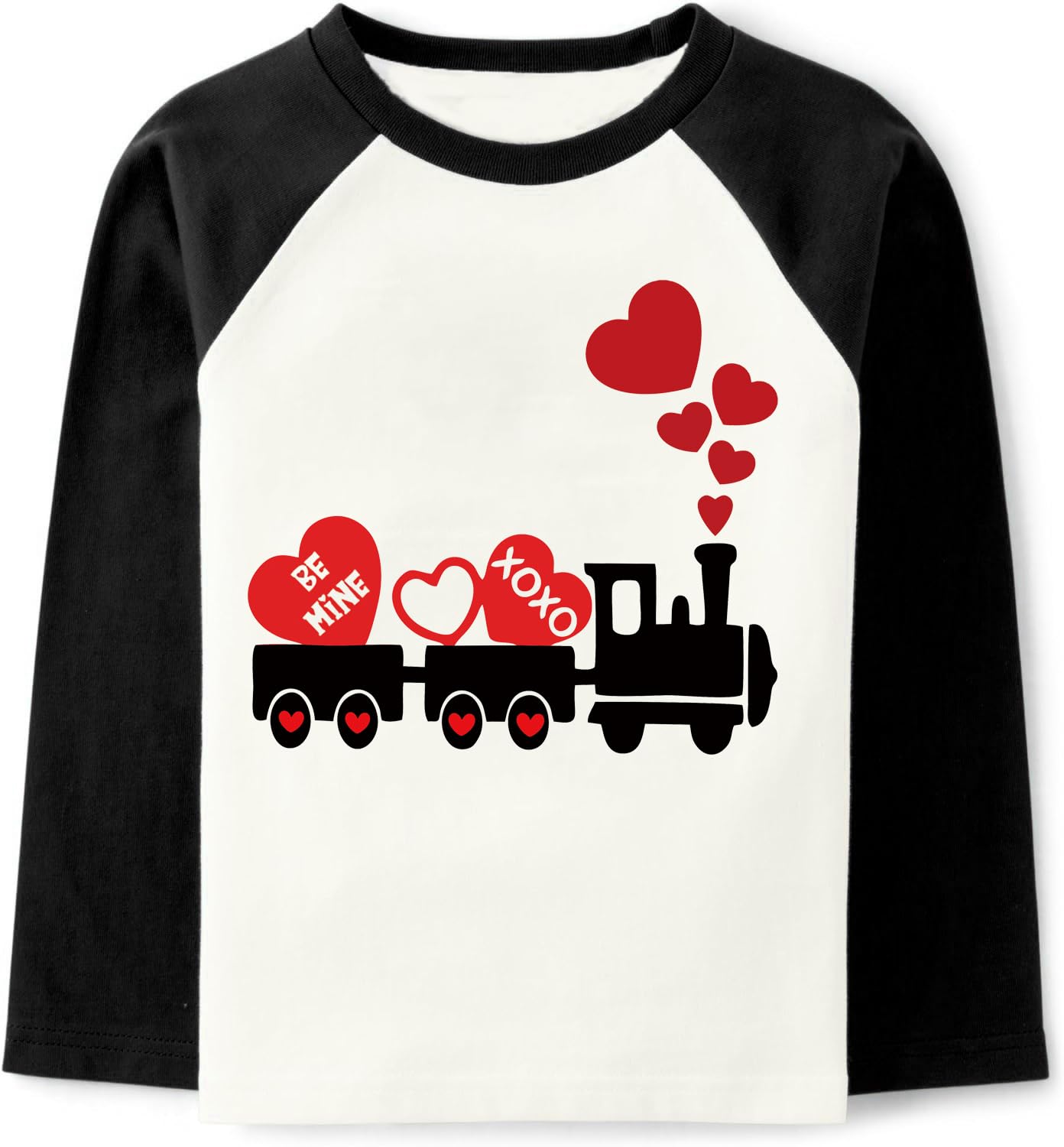 Toddler Boys Valentines Shirts Kids Heart Tops Load Of Love Train T-Shirt Unisex Valentine'S Day Clothes Holiday Raglan Tees Siz