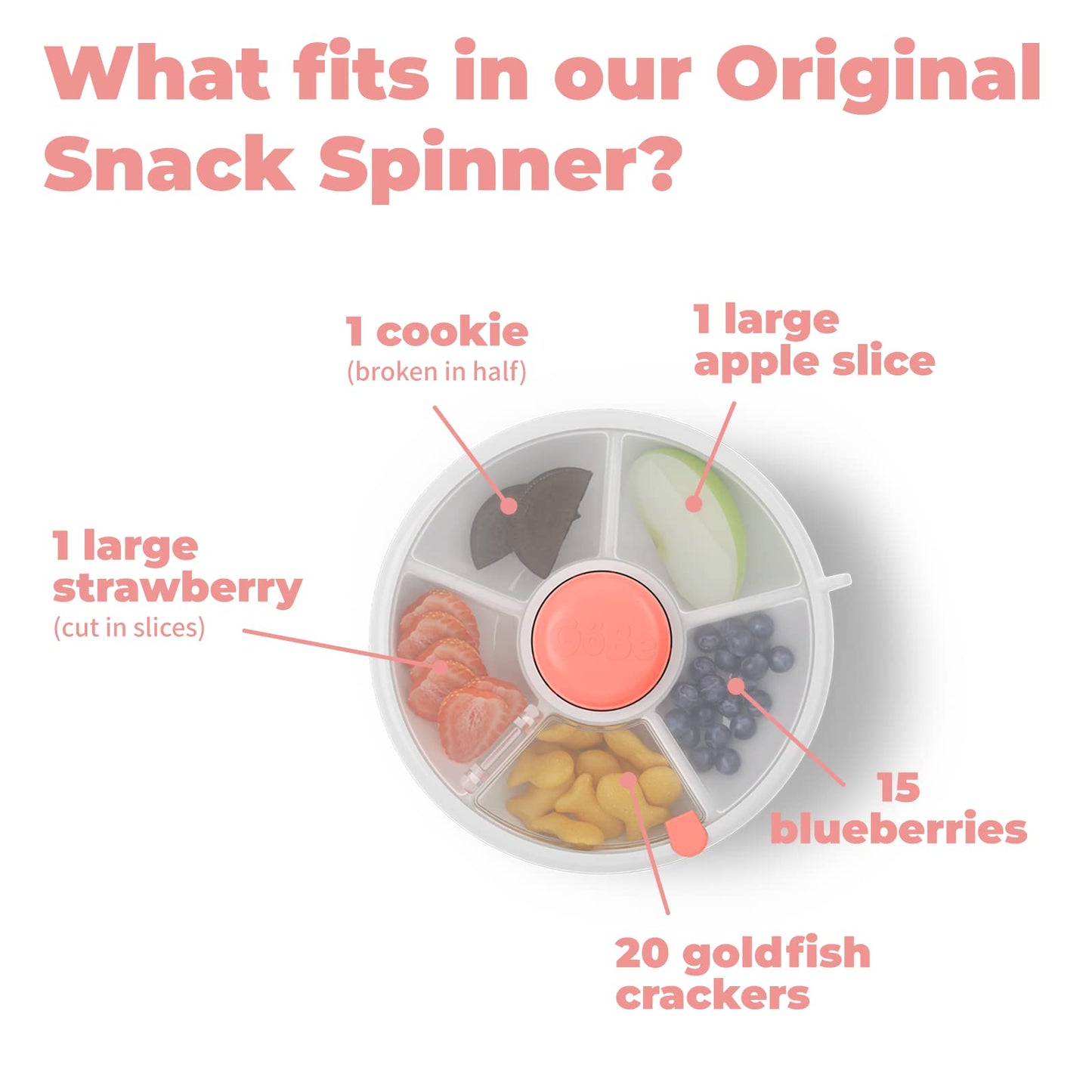 Gobe Kids Snack Spinner - Reusable Snack Container With 5 Compartment Dispenser And Lid | Bpa And Pvc Free | Dishwasher Safe | N