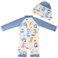 Infant Boy Upf 50+ Sun Protection One Piece Rashguard Swimsuit With Hat , Grey Dinosaur,3-6 Months