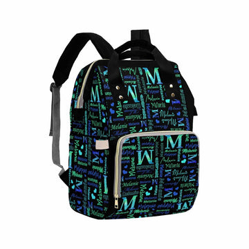 Artsadd Custom Name Diaper Bag Mommy Nappy Bags, Personalized Gradient Green Glitter Handbags Large Capacity Multi-Function Nurs