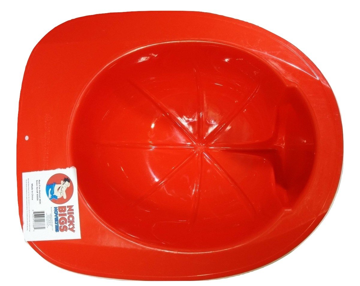 Nicky Bigs Novelties Fireman Helmet With Siren Light And Sounds - Red, One Size, Plastic, For Firefighter Costume, Teens, Hallow