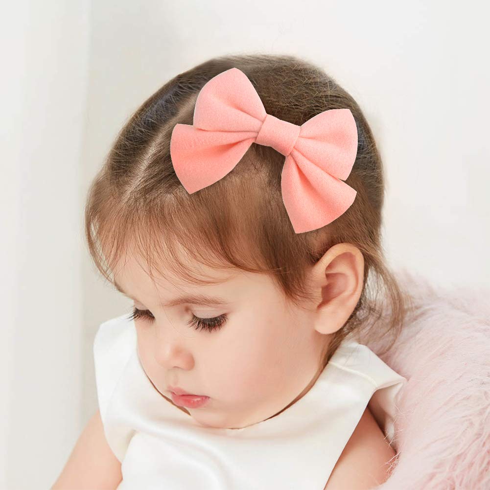 32Pcs/16Colors 3.5 Inches Baby Girls Hair Bows Clips Alligator Clips Felt Woolen Hair Barrettes Hair Accessories For Toddlers In
